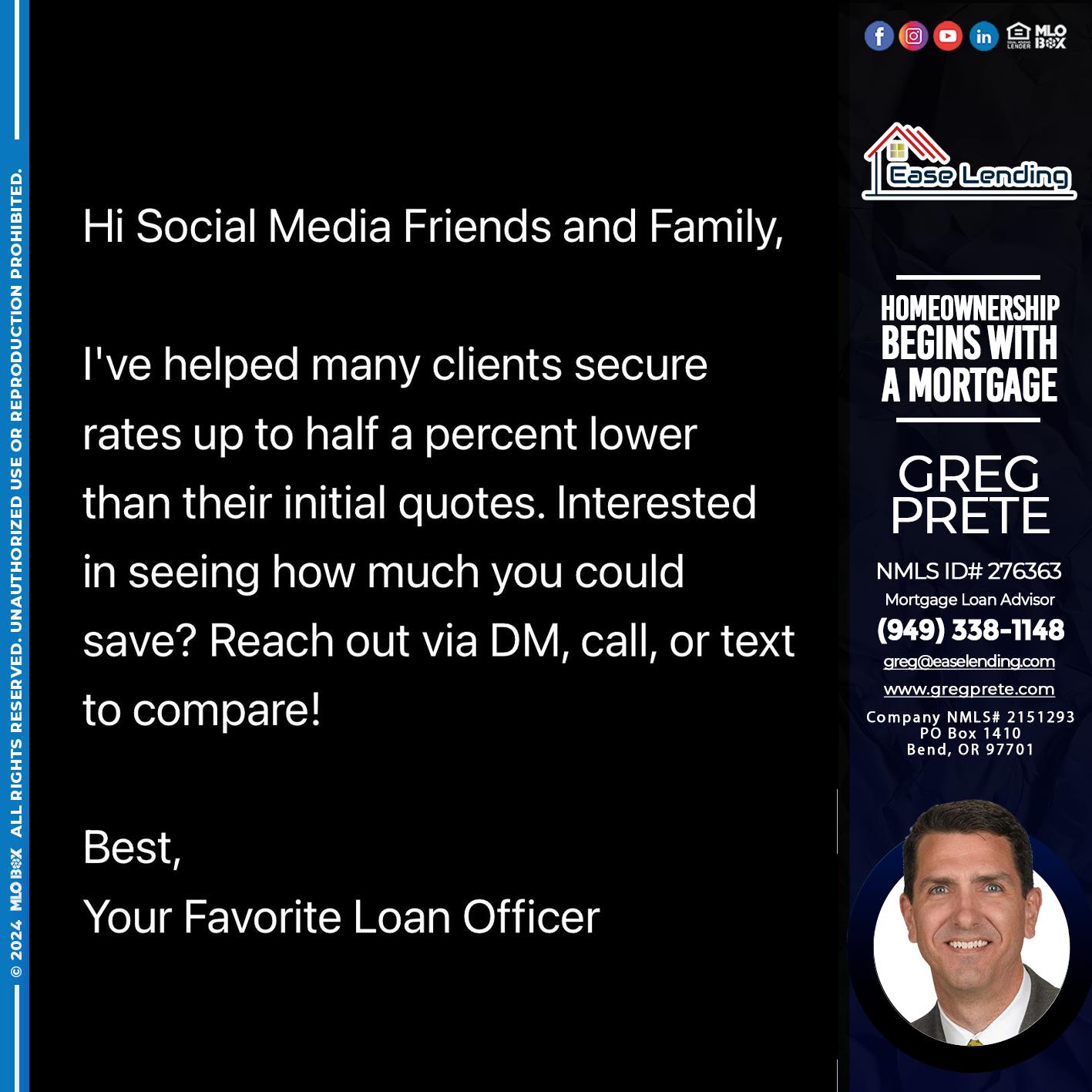 HOI SOCIAL MEDIA - Greg Prete -Licensed Loan Advisor