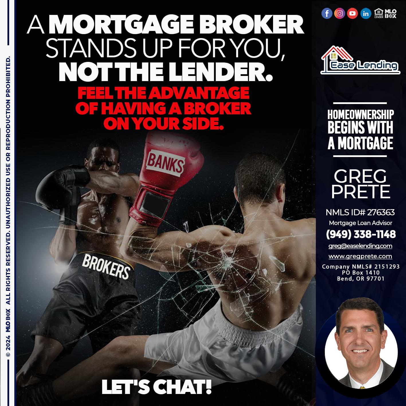brokers side - Greg Prete -Licensed Loan Advisor