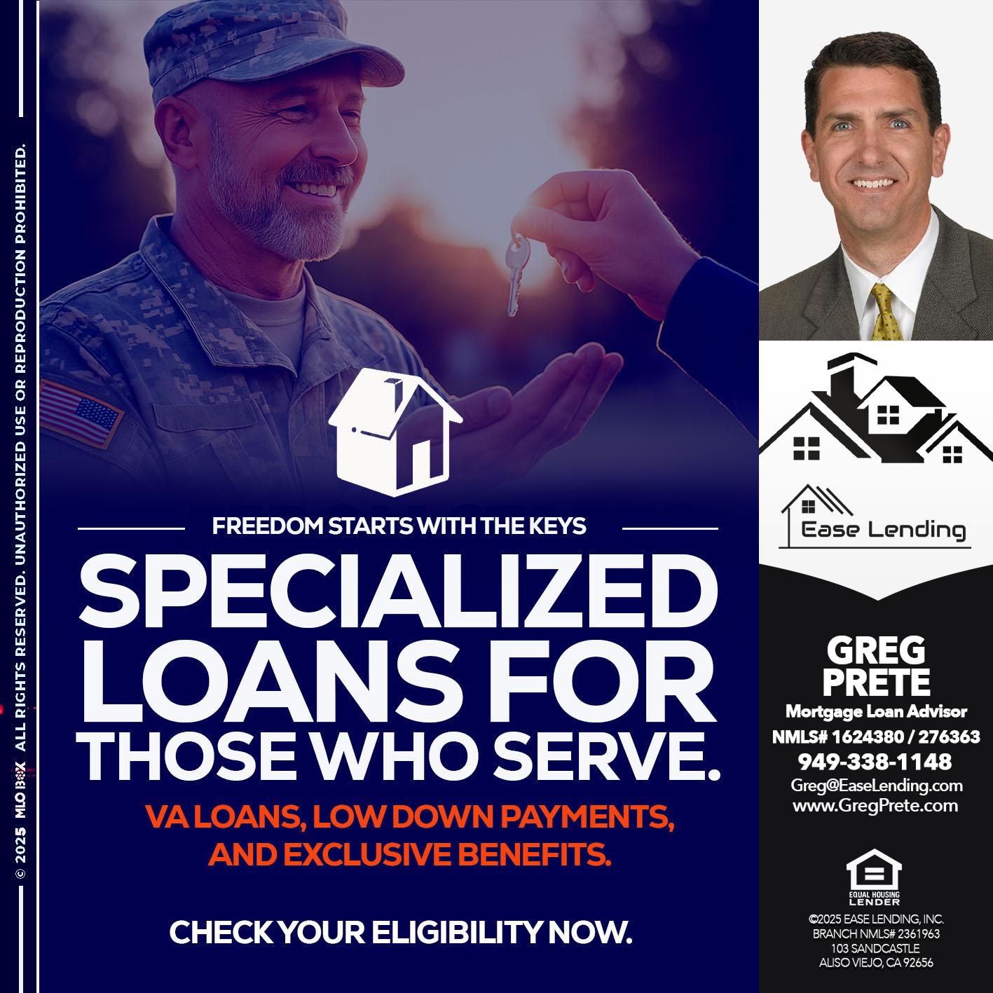 SPECIALIZED LOANS - Greg Prete -Licensed Loan Advisor