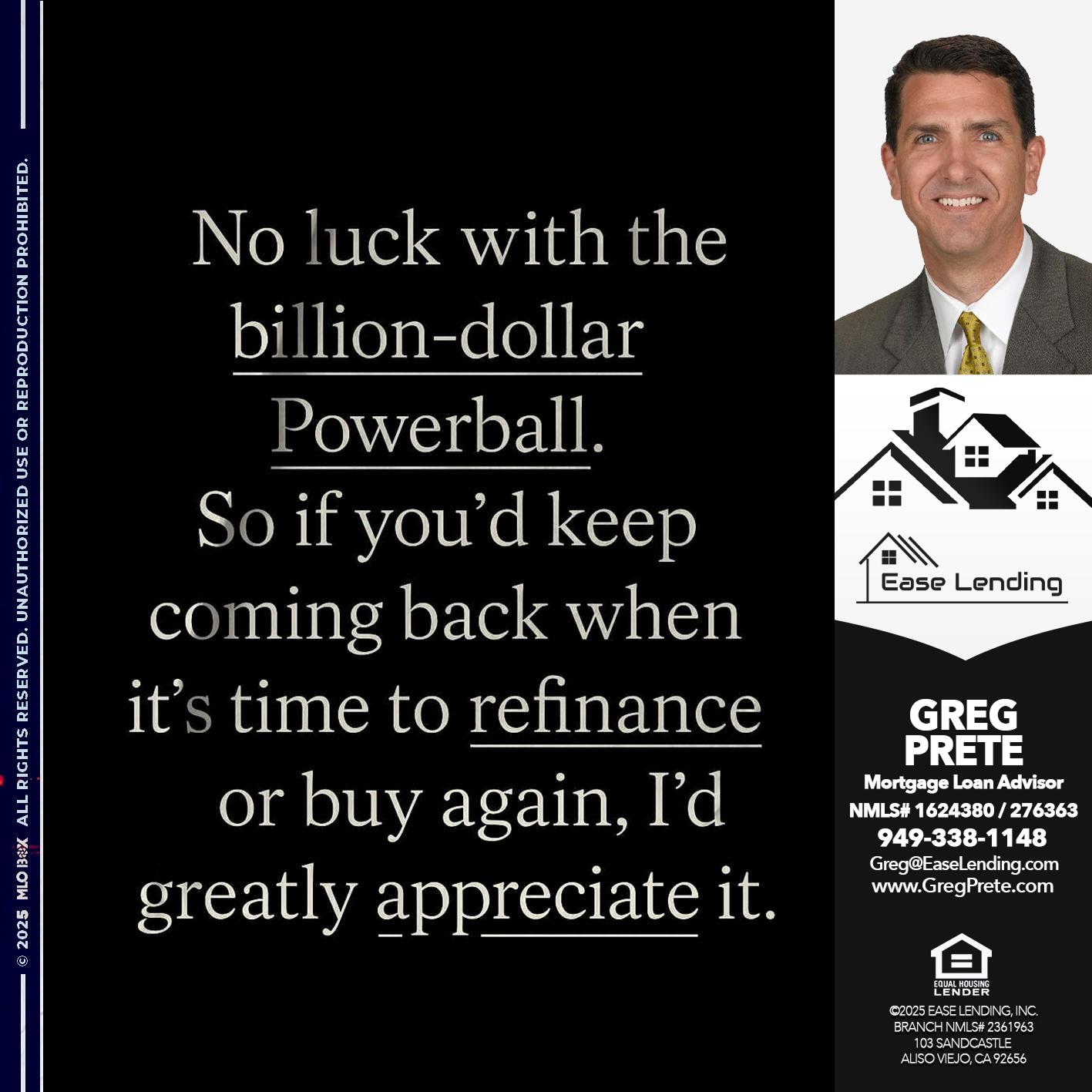 no luck with - Greg Prete -Licensed Loan Advisor