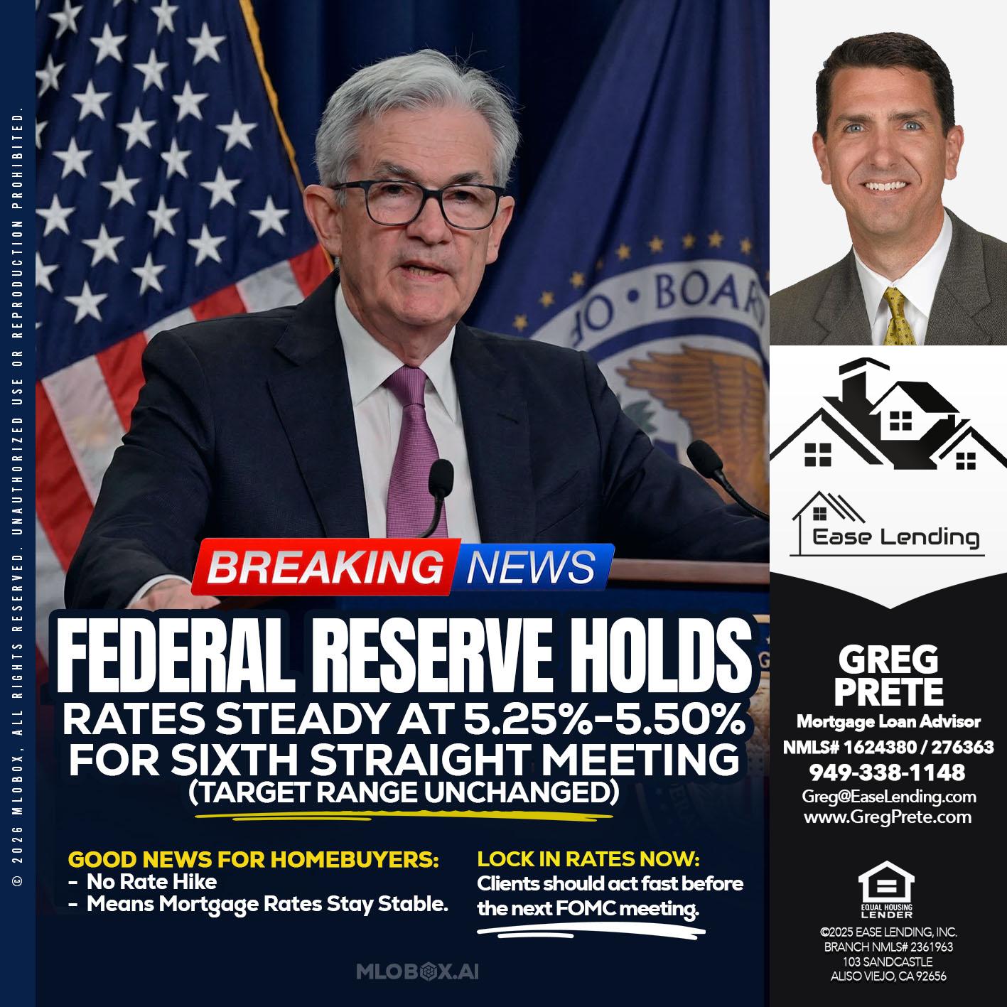 federal reserve - Greg Prete -Licensed Loan Advisor